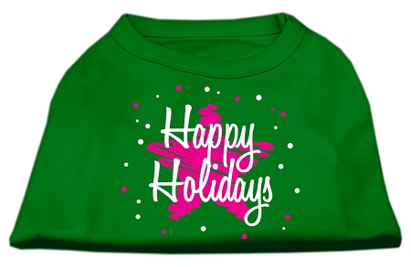 Scribble Happy Holidays Screenprint Shirts Emerald Green XXXL